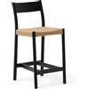 La Forma Sgabello Yalia con schienale in legno massello di rovere con finitura in nero e seduta in corda da 65 cm FSC 100%