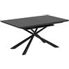 La Forma Tavolo allungabile Theone in vetro e gambe in acciaio finitura nera 160 (210) x 90 cm