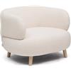 La Forma Poltrona Luisa in tessuto bouclé écru in legno massiccio di faggio 90 cm