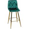 Sgabello Velvet verde con gambe oro in velluto e polipropilene - h. seduta 75 cm