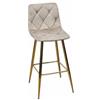 Sgabello Velvet tortora con gambe oro in velluto e polipropilene - h. seduta 75 cm