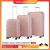 British Traveller Set di valigie da 3 pezzi per viaggiatori britannici leggeri e durevoli 55/67/76cm custodia rigida in PP TSA Lock - Blu