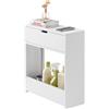 SoBuy BZR48-W scaffale di nicchia armadio di nicchia scaffale stretto armadio da bagno armadio da bagno con 1 ripiano aperto e 1 patta Bianco