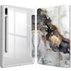 Fintie Custodia ibrida sottile per Samsung Galaxy Tab S8/Tab S7 da 11 (modello SM-X700/X706/T870/T875/T878), supporto S pen, cover antiurto con guscio posteriore trasparente, cloudy marble (marmo)