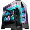 ABYSM Gaming Custodia PC Gamer Danube SAVA H600 Black E-ATX con 3 pannelli in vetro temperato, 4 ventole ARGB da 120 mm, controller, supporto per GPU e cavo Riser PCIe 4.0 16x