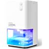 Heelay Deumidificatore 1200 ml, Heelay® Deumidificatore silenzioso Piccolo elettrico Basso consumo 7 colori LED Portatile Spegnimento automatico Bagno Armadio Camera da letto Ufficio Camper Bianco