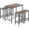 ReseeZac Tavolo da bar con 4 sgabelli da bar, set da pranzo da cucina, tavolo da bar e set di sgabelli da bar, per cucina sala da pranzo soggiorno taverna, marrone, tavolo da bar 100x60x90CM