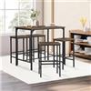 anrekl Tavolo da pranzo e sedia, tavolo da bar con 4 sedie, bancone da bar, struttura in acciaio, design industriale, tavolo da bar 100 x 60 x 90 cm, sedia da bar 30 x 40 x 65 cm, marrone