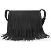 AdiStylinno Tassel Crossbody Bag da donna, in pelle PU, con fringe boho, grande capacità, borsa a tracolla in tessuto regolabile, per cellulare da appendere, Nero