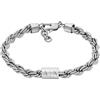Armani Exchange Bracciale da uomo in acciaio inossidabile con chiusura a moschettone, Argento nuvola