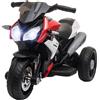 HOMCOM Moto Elettrica Bambini 3-5 Anni con Luci Musica Batteria 6V Nera e Rossa