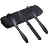 LIVELYPET Set di posate da viaggio riutilizzabile con astuccio, forchetta portatile in plastica cucchiaio posate da campeggio per scuola, lavoro, picnic o uso quotidiano (nero)