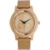 Unendlich U Infinity U- Orologio al quarzo in legno di Bamboo per uomo e donna Orologio al quarzo con cinturino in vera pelle Design simbolo e ancora Infinity