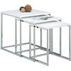 Relaxdays Tavolini da Salotto, Set da 3, Sovrapponibili, Multiuso, H x L x P: 42 x 40 x 40 cm, da Divano, Bianco