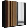 LBSIGN Armadio 200x200h Cm 2 Ante Scorrevoli Con Specchio Nero Listelli Rovere Dalia