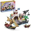 LEGO 10320 Icons Fortezza Eldorado, kit modello per adulti con nave pirata e 8 minifigure