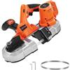 VEVOR Sega a Nastro Portatile da 20 V, Taglio Profondo da 65 mm, 360 W con Motore Brushless, Portatile e Compatta Senza Fili, Ganci per Appendere, Velocità Variabile, Solo Utensile Nudo