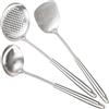 Berglander Set di Spatole per Wok, Utensili da Cucina in Acciaio Inossidabile - 17 Strumenti per Wok: Spatola, Mestolo, Schiumarola