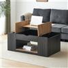 PD1 Tavolino da Salotto Sollevabile in MDF con Design Elegante e Spazio di Stoccaggio Integrato, 109,5x59,7x43 cm, Grigio+Marrone