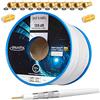 HB-Digital Cavo coassiale satellitare CCS da 135dB 50m schermatura a 5 strati, bianco, cavo coassiale in acciaio e rame per impianti DVB-S/S2/C/T BK con 10 connettori F dorati e 2 connettori F inclusi