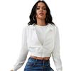 milanpavilion Donne Zip Up Felpe con Cappuccio Cropped Cardigan Giacca Coulisse con Cappuccio Felpe Casual Manica Lunga Top, Bianco, Medium