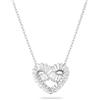 Swarovski Matrix Collana Pendente, con Motivo a Cuore, Zirconia Swarovski a Taglio Misto, Placcata in Tonalità Rodio, Bianco