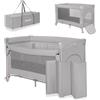 lionelo Ellen Lettino da Viaggio 3 in 1 - Culla Co-Sleeping con Fianco Abbassabile, Box Bambini con Materasso a 2 Livelli, 125 × 65 × 78 cm, Uscita Laterale Zip, Ruote con Freno, Borsa da Trasporto