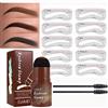Smddx Timbro Per Sopracciglia, Kit Per Modellare Per Sopracciglia, Eyebrow Powder, 10 Set Di Stencil Per Sopracciglia Riutilizzabili, 2 Pennelli Per Matita Per Sopracciglia,Sopracciglia Impermeabile