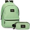 Pepe Jeans Aris Colorful Zaino + astuccio scuola portatile 15,6 pollici verde 31 x 44 x 15 cm poliestere 23,87 L, Verde, Taglia unica, Zaino + astuccio scolastico