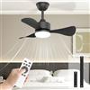 Airwit 71cm Ventilatore da Soffitto con Luce e Telecomando, Silenzioso Lampadario Ventilatore Soffitto, Petit 3 Pales Ventola Soffitto LED per Camera da Letto, Cucina, Reversible Motore DC, 6 Velocità