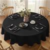 Softalker Tovaglia rotonda antimacchia 140 cm diametro Nera,4 Posti,impermeabile,lavabile,texture in lino,decorazione per esterni,tovaglie tonda per feste di compleanno,Capodanno,Natale,giardino