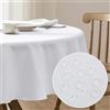 Softalker 6 Posti Tovaglia rotonda 160 cm bianca elegante di Natale,antimacchia,impermeabile,texture lino,Tovaglie Natalizia per balconi,esterni,tavolo da giardino,feste,compleanni,Capodanno,210 GSM