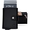 POWR Portafoglio da uomo in metallo con scomparto per monete. Porta carte RFID in pelle vegana nera per uomo. Portafoglio minimalista porta carte di credito da uomo. Portafoglio sottile in metallo pop