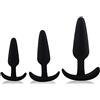 BONDAGERIE® Plug anale soft touch silicone medico, colore nero, Taglia Kit 3 Plug S M L