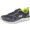 Skechers Track Bucolo, Scarpe running Uomo, Charcoal Black Leather Mesh Lime Trim, 41.5 EU
