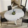 DEGHI Tavolo rotondo allungabile 120-160x120 cm top bianco cemento con gambe in metallo bianco - Barker