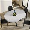 DEGHI Tavolo rotondo allungabile 120-160x120 cm top bianco cemento con gambe in metallo nero - Barker