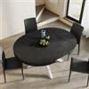 DEGHI Tavolo rotondo allungabile 120-160x120 cm top nero cemento con gambe in metallo bianco - Barker