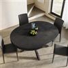 DEGHI Tavolo rotondo allungabile 120-160x120 cm top nero cemento con gambe in metallo nero - Barker