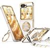 XYZ Cover per Samsung Galaxy Z Flip 5 / Flip 6, con Supporto ad Anello Doppio Cuore, con Cordino per Ragazze e Donne, Cover Protettiva di Lusso Carina e Scintillante, Bianco