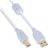 InLine 21266 Cavo USB 2.0, Type a Maschio a Type B Maschio,/PIN Dorati, con Ferrite, 0.5M Bianco