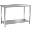HOMCOM Tavolo da lavoro, banco da lavoro in acciaio inox 2 ripiani, per officina, garage, capannone, 120x60x86cm, argento | Aosom Italy