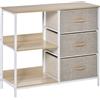 HOMCOM Cassettiera in Tessuto Cassettiera in Tessuto con 3 Cassetti Pieghevoli e 2 Ripiani Aperti 80x29x71 cm Legno Naturale e Grigio Chiaro | Aosom Italy