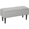 HOMCOM Panca Contenitore Pieghevole Capacità 47 L 95x38x45 cm Rivestito in Peluche Piede del Letto per Soggiorno Camera da Letto Grigio | Aosom Italy