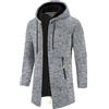 Ruamilyy Cappotto invernale da uomo, lungo, con cappuccio, in pile, con cerniera, con tasche, casual, con cappuccio, caldo, cardigan, giacca invernale da uomo, tinta unita, grigio., XXL