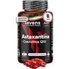 SEVENS NUTRITION Astaxantina Naturale Pura AstaPure® - Integratore con Coenzima Q10 e Olio Extravergine di Oliva - Complesso Antiossidante - 8 mg di estratto di Haematococcus Pluvialis - Senza OGM