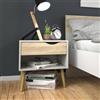 Dmora Comodino a un cassetto e un vano contenitore, colore bianco e rovere, Misure 50 x 49 x 39 cm