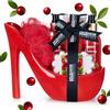 BRUBAKER Cosmetics Lusso Cranberry Set Bagno e Doccia - Set 6 Pezzi Bagno e Doccia - Set Regalo in Ceramica Rosso Stiletto