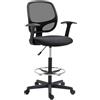Vinsetto Sedia Ufficio ad Altezza Regolabile con Poggiapiedi, Sedia Ergonomica con Ruote Girevoli, Braccioli e Seduta Imbottita in Gommapiuma, 60x56x110-132cm, Nera