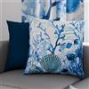 PETTI Artigiani Italiani - Coppia di Federe Cuscino 80x80 cm in Microfibra, Cuscini Arredo Camera da Letto, Divano, Salotto, Set 2 Fodere Copricuscino, Federa Corallo Blu, 100% Made in Italy